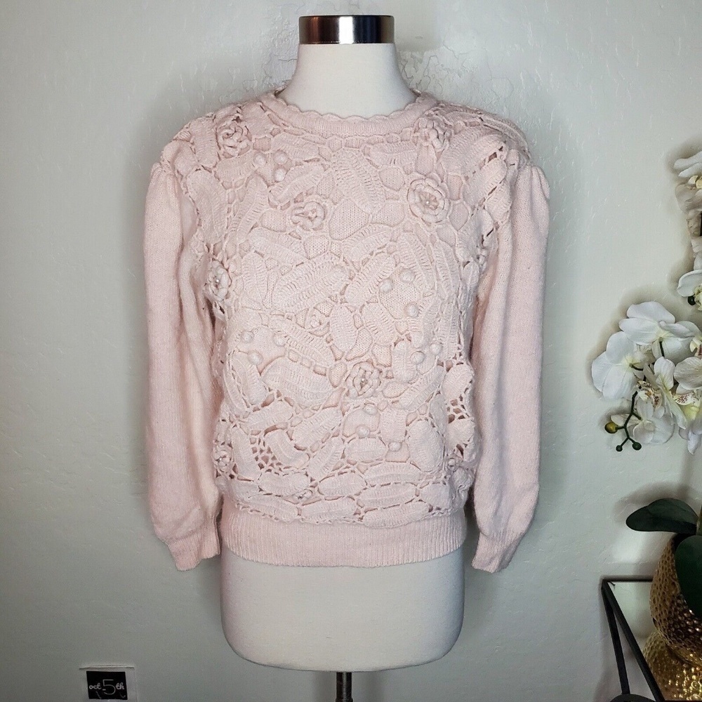 Jaclyn Smith Womens Light Pink Sweater Soft Silk Angora Blend Size M